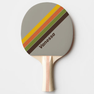 Raquette De Ping Pong Clover de coucher de soleil rayé avec nom
