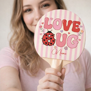 Raquette De Ping Pong Coccinelle personnalisée Saint Valentin Rouge à lè
