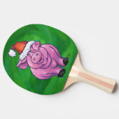 Raquette De Ping Pong Cochon de Fête à Santa Hat sur Vert (Côté)