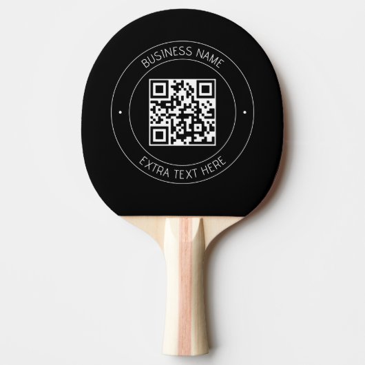 Raquette De Ping Pong Code QR et texte modifiable | Noir et blanc (Devant)