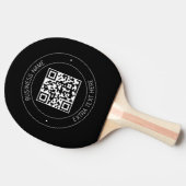 Raquette De Ping Pong Code QR et texte modifiable | Noir et blanc (Côté)