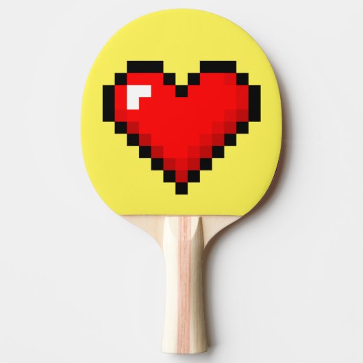 Raquette De Ping Pong coeur à 8 bits : Rétro palette classique de (Devant)