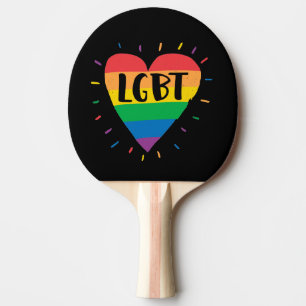 Raquette De Ping Pong Coeur arc-en-ciel LGBT