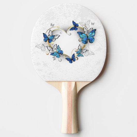 Raquette De Ping Pong Coeur bijoux avec papillons Morpho (Devant)