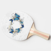 Raquette De Ping Pong Coeur bijoux avec papillons Morpho (Côté)