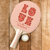 Raquette De Ping Pong Coeur d'amour en rose avec nom