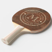 Raquette De Ping Pong Cœur de monogramme de mariage en grès brun (Devant Angle)