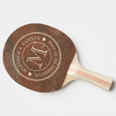 Raquette De Ping Pong Cœur de monogramme de mariage en grès brun (Côté)