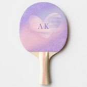 Raquette De Ping Pong Cœur dégradé violet rose Monogramme (Devant)