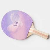 Raquette De Ping Pong Cœur dégradé violet rose Monogramme (Côté)