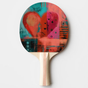 Raquette De Ping Pong Coeur divisé Saint-Valentin Rouge Rose Graffiti