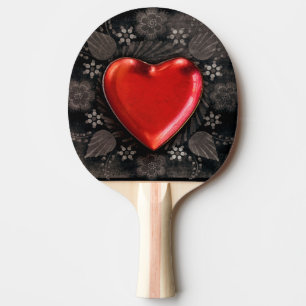 Raquette De Ping Pong Coeur floral romantique Valentine Love