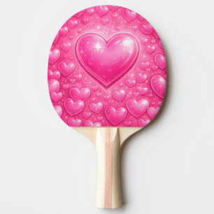 Raquette De Ping Pong Cœur Rose Amour – Cœurs Romantiques Brillants