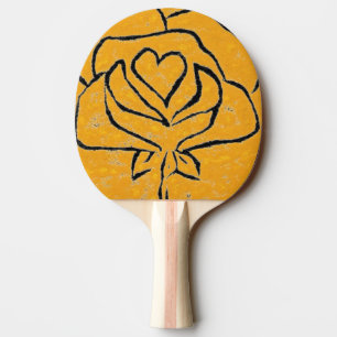 Raquette De Ping Pong "Coeur Rose Jaune - noir" Ping Pong Paddle