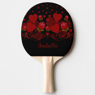 Raquette De Ping Pong Coeur rouge, roses rouges pour la Saint Valentin P