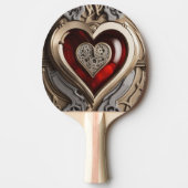 Raquette De Ping Pong Coeur Steampunk - Amour mécanique complexe (Devant)