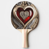 Raquette De Ping Pong Coeur Steampunk - Amour mécanique complexe (Dos)