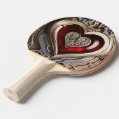Raquette De Ping Pong Coeur Steampunk - Amour mécanique complexe (Devant Angle)