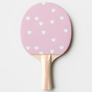 Raquette De Ping Pong Coeurs blancs rougeoyants sur le rose