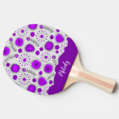 Raquette De Ping Pong Coeurs blancs violet blanc Whimsical fleurs nom fl (Côté)
