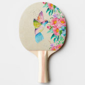 Raquette De Ping Pong Colibri et fleurs d'aquarelle (Dos)