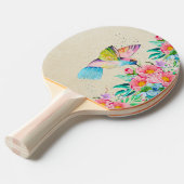 Raquette De Ping Pong Colibri et fleurs d'aquarelle (Devant Angle)