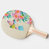Raquette De Ping Pong Colibri et fleurs d'aquarelle (Côté)