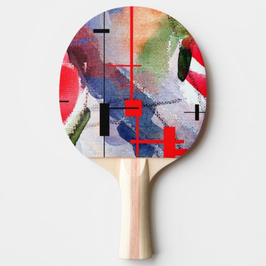 Raquette De Ping Pong collage d'art abstrait, médias mélangés et (Devant)