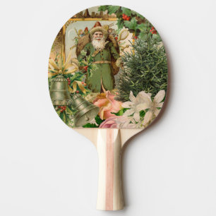 Raquette De Ping Pong Collage de Noël Père Noël vert de l'ancien monde A