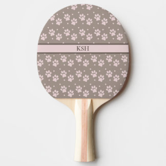 Raquette De Ping Pong Collection Empreinte de patte Taupe et rose