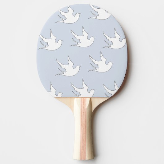 Raquette De Ping Pong colombes blanches sur bleu (Devant)