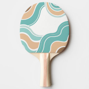 Raquette De Ping Pong Coloré abstrait ondulé bleu orange brun