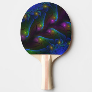 Raquette De Ping Pong Coloré Lumineux Abstrait moderne Trippy Fractal