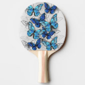 Raquette De Ping Pong Composition de papillons blancs et bleus (Dos)