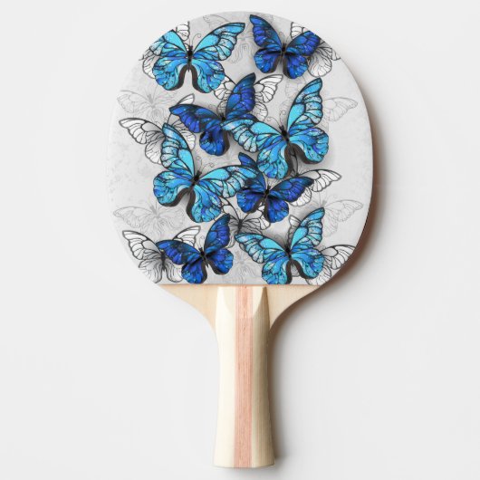 Raquette De Ping Pong Composition de papillons blancs et bleus (Devant)