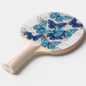 Raquette De Ping Pong Composition de papillons blancs et bleus (Devant Angle)