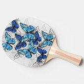 Raquette De Ping Pong Composition de papillons blancs et bleus (Côté)