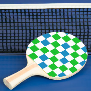 Raquette De Ping Pong Conception à carreaux bleu blanc vert
