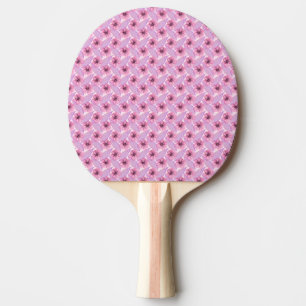 Raquette De Ping Pong Conception botanique florale à l'aquarelle rose B