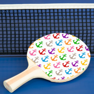 Raquette De Ping Pong Conception d'ancre de bateau colorée blanche