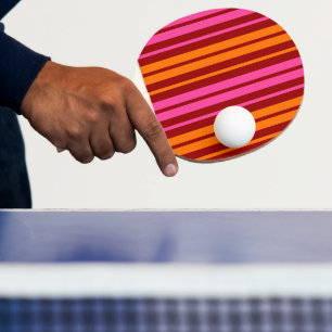 Raquette De Ping Pong Conception de bandes verticales orange rose rouge