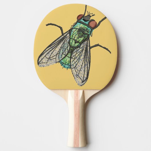 Raquette De Ping Pong Conception de broderie de machine de mouche verte (Devant)