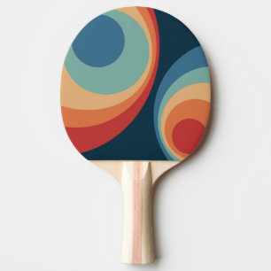 Raquette De Ping Pong Conception de cercles rétro colorés