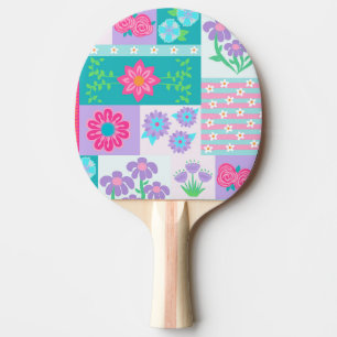 Raquette De Ping Pong Conception de fleurs vibrantes en fleurs