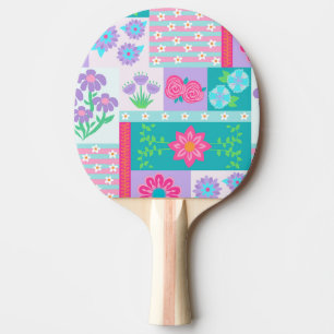 Raquette De Ping Pong Conception de fleurs vibrantes en fleurs