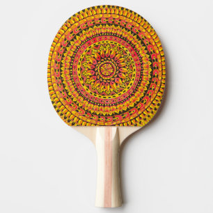 Raquette De Ping Pong Conception de mandala dessinée à la main couleur o