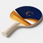 Raquette De Ping Pong Conception de monogramme à vague bleue et or moder (Devant Angle)