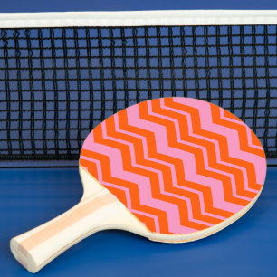 Raquette De Ping Pong Conception de motif chevron orange et rose