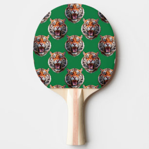 Raquette De Ping Pong Conception de motif de tête de tigre vert 