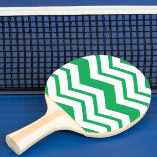 Raquette De Ping Pong Conception de motif en zigzag chevron blanc vert